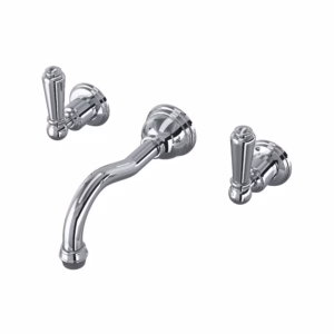 Perrin & Rowe | Polished Chrome Edwardian™ Wall Mount Lavatory Faucet Trim With Column Spout