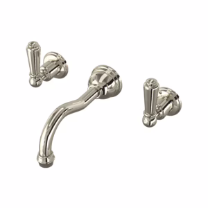 Perrin & Rowe | Polished Nickel Edwardian™ Wall Mount Lavatory Faucet Trim With Column Spout