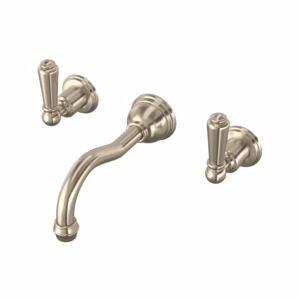 Perrin & Rowe | Satin Nickel Edwardian™ Wall Mount Lavatory Faucet Trim With Column Spout