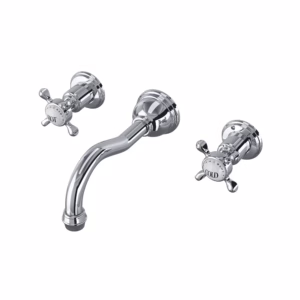 Perrin & Rowe | Polished Chrome Edwardian™ Wall Mount Lavatory Faucet Trim With Column Spout