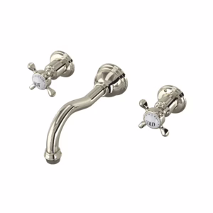 Perrin & Rowe | Polished Nickel Edwardian™ Wall Mount Lavatory Faucet Trim With Column Spout