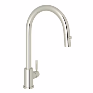 Perrin & Rowe | Polished Nickel Holborn™ Pull-Down Kitchen Faucet With C-Spout
