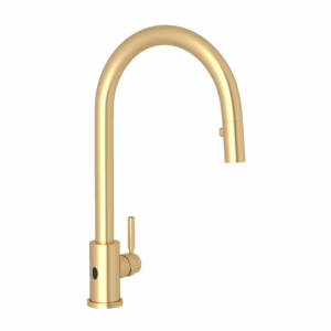 Perrin & Rowe | Satin English Gold Holborn™ Pull-Down Touchless Kitchen Faucet