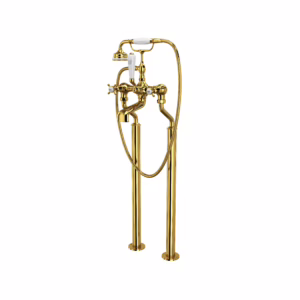 Perrin & Rowe | Unlacquered Brass Traditional Floor Mount Tub Filler