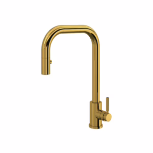 Perrin & Rowe | Unlacquered Brass Holborn™ Pull-Down Kitchen Faucet With U-Spout