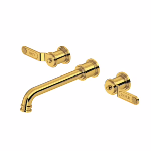 Perrin & Rowe | Unlacquered Brass Armstrong™ Wall Mount Lavatory Faucet Trim