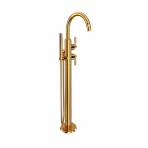 Perrin & Rowe | English Gold Holborn™ Single Hole Floor Mount Tub Filler Trim With C-Spout