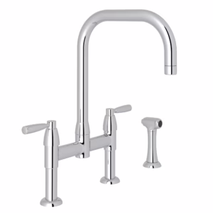 Perrin & Rowe | Polished Chrome Holborn™ Bridge Kitchen Faucet With U-Spout and Side Spray