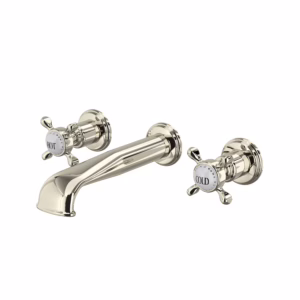 Perrin & Rowe | Polished Nickel Edwardian™ Wall Mount Lavatory Faucet Trim With U-Spout