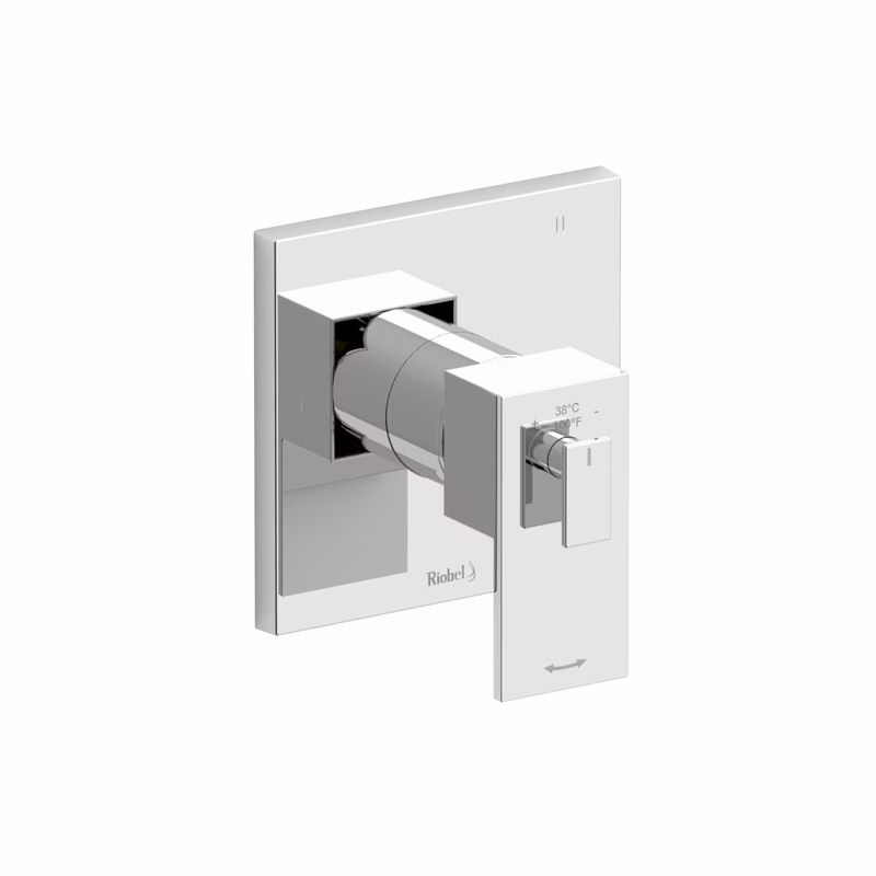 RIOBEL | Chrome Kubik™ 1/2" Therm & Pressure Balance Trim With 5 Functions