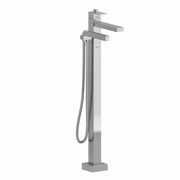 RIOBEL | Chrome Kubik™ Thermostatic Single  Hole Floor Mount Tub Filler Trim