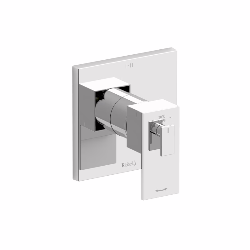 RIOBEL | Chrome Kubik™ 1/2" Therm & Pressure Balance Trim With 3 Functions