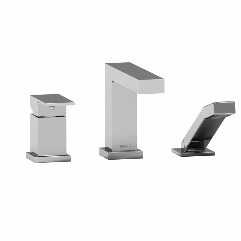 RIOBEL | Chrome Kubik™ 3-Hole Pressure Balance Deck Mount Tub Filler Trim