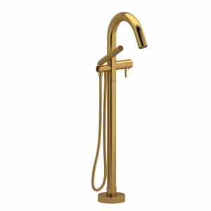 RIOBEL | Brushed Gold Riu™ Thermostatic Single  Hole Floor Mount Tub Filler Trim