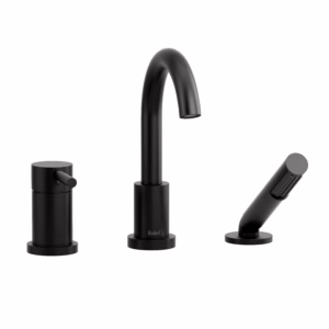 RIOBEL | Black Conik™ 3-Hole Pressure Balance Deck Mount Tub Filler Trim