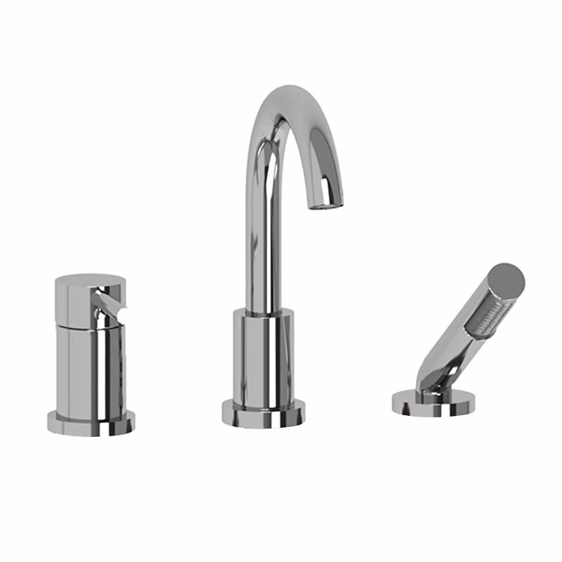 RIOBEL | Chrome Conik™ 3-Hole Pressure Balance Deck Mount Tub Filler Trim