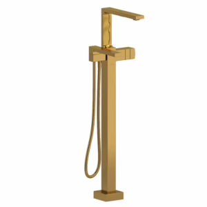 RIOBEL | Brushed Gold Reflet™ Thermostatic Single  Hole Floor Mount Tub Filler Trim
