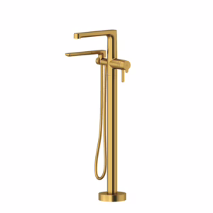 RIOBEL | Brushed Gold Nibi™ Thermostatic Single  Hole Floor Mount Tub Filler Trim