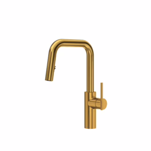 RIOBEL | Brushed Gold Lateral™ Pull-Down Kitchen Faucet With U-Spout