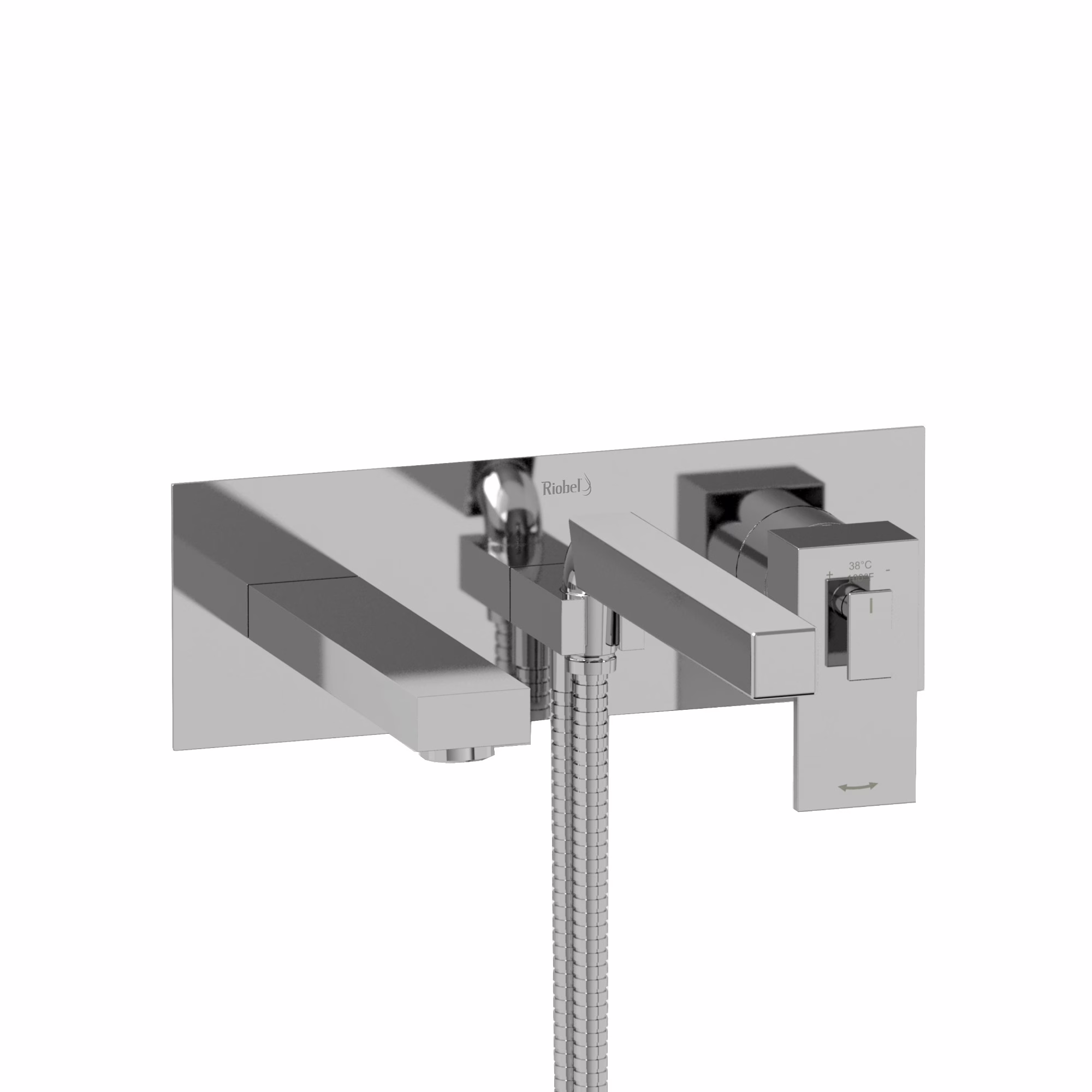 RIOBEL | Chrome Quadrik™ Wall Mount Thermostatic/Pressure Balance Tub Filler Trim