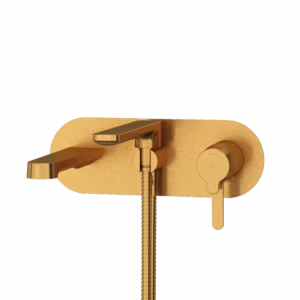 RIOBEL | Brushed Gold Nibi™ Wall Mount Thermostatic/Pressure Balance Tub Filler Trim