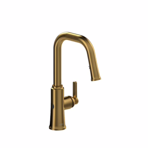 RIOBEL | Brushed Gold Trattoria™ Pull-Down Touchless Kitchen Faucet With U-Spout