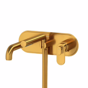 RIOBEL | Brushed Gold Arca™ Wall Mount Thermostatic/Pressure Balance Tub Filler Trim