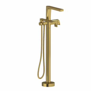 RIOBEL | Brushed Gold Ode™ Thermostatic Single  Hole Floor Mount Tub Filler Trim