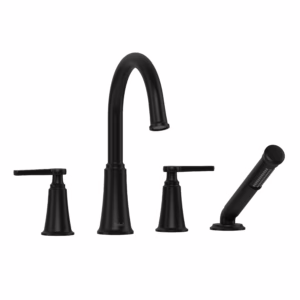 RIOBEL | Black Momenti™ 4-Hole Deck Mount Tub Filler With C-Spout