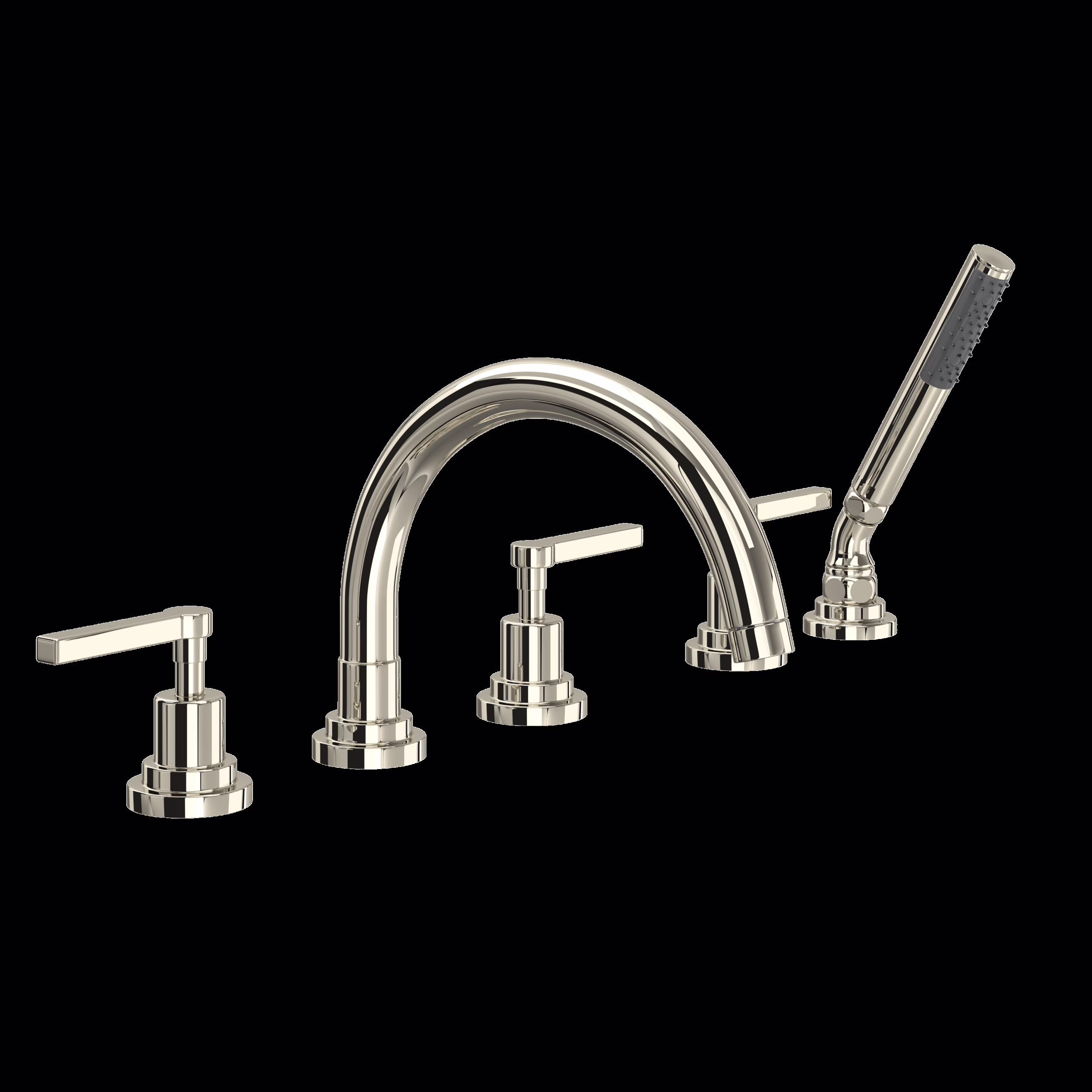 ROHL | Polished Nickel Lombardia® 5-Hole Deck Mount Tub Filler With C-Spout