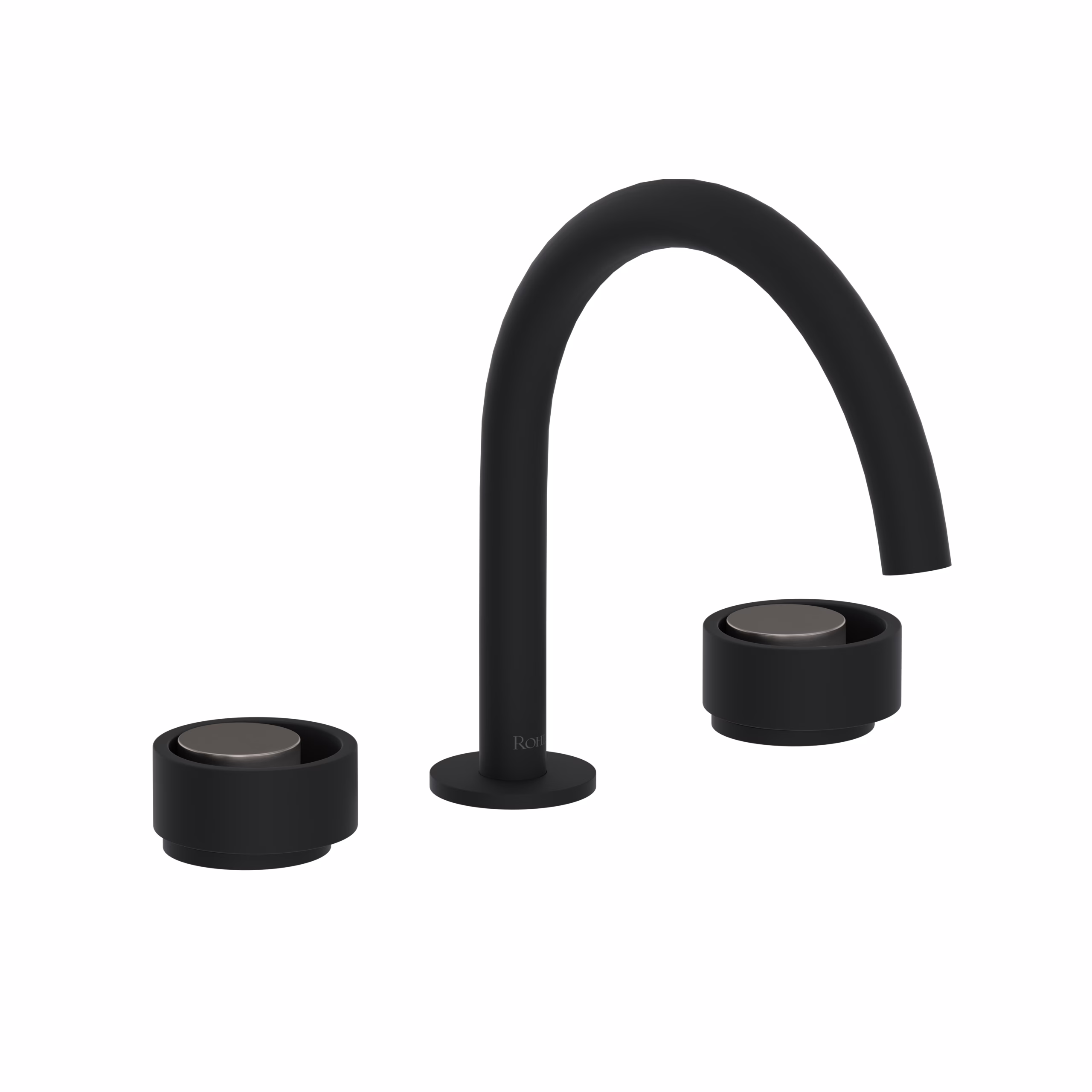 ROHL | Matte Black/Satin Nickel Eclissi™ Widespread Lavatory Faucet With C-Spout