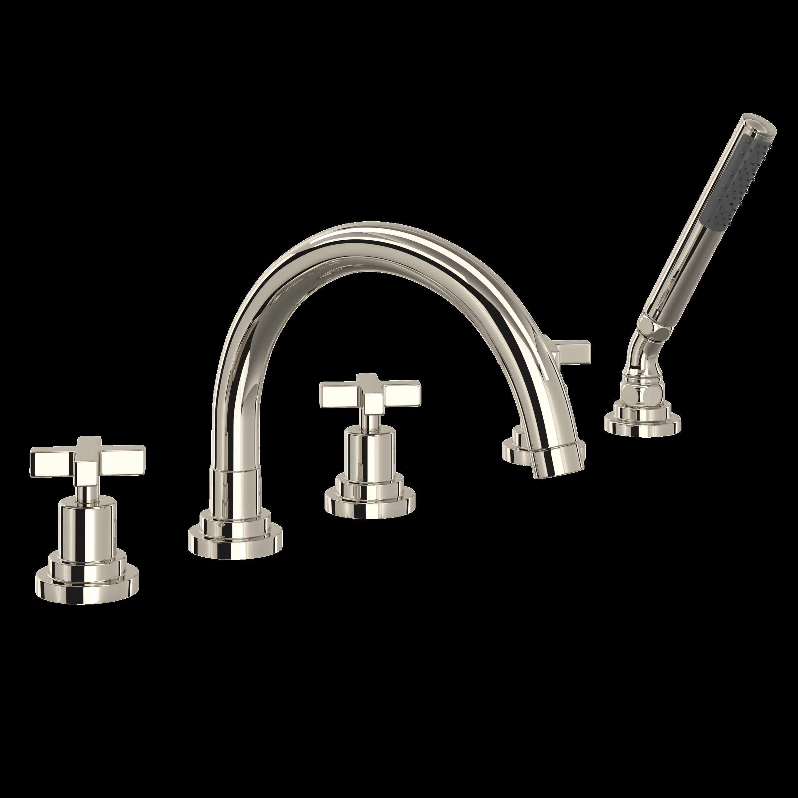 ROHL | Polished Nickel Lombardia® 5-Hole Deck Mount Tub Filler With C-Spout