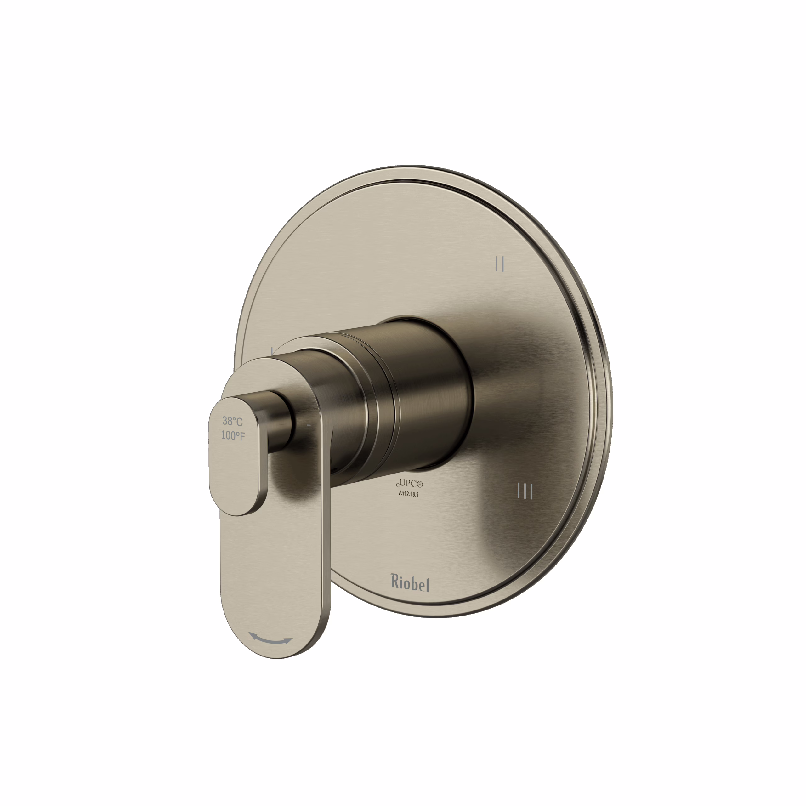 RIOBEL | Brushed Nickel Arca™ 1/2" Therm & Pressure Balance Trim With 5 Functions