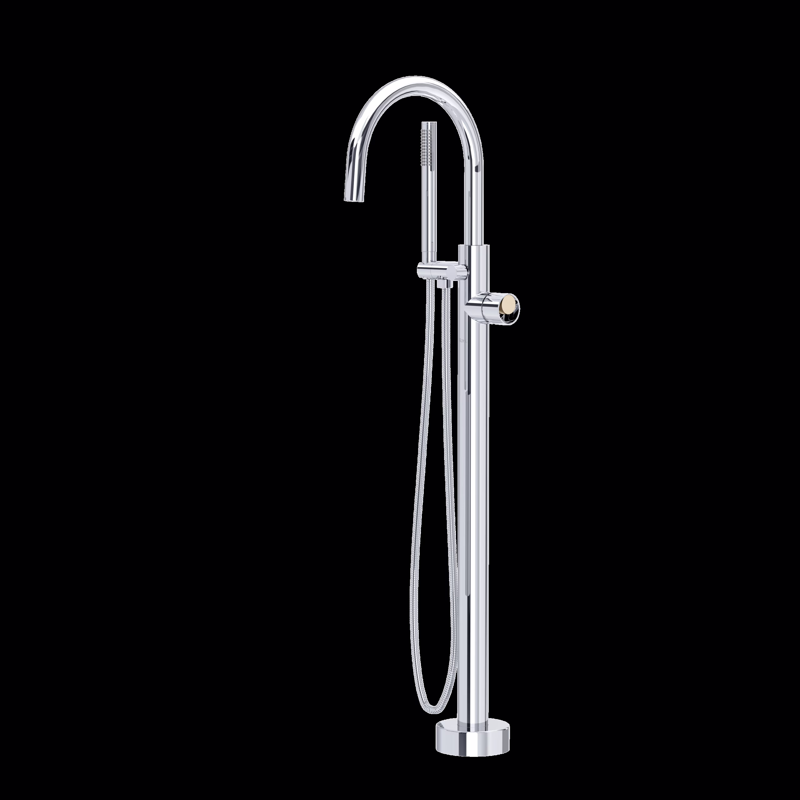 ROHL | Polished Chrome/Satin Nickel Eclissi™ Single Hole Floor Mount Tub Filler Trim With C-Spout