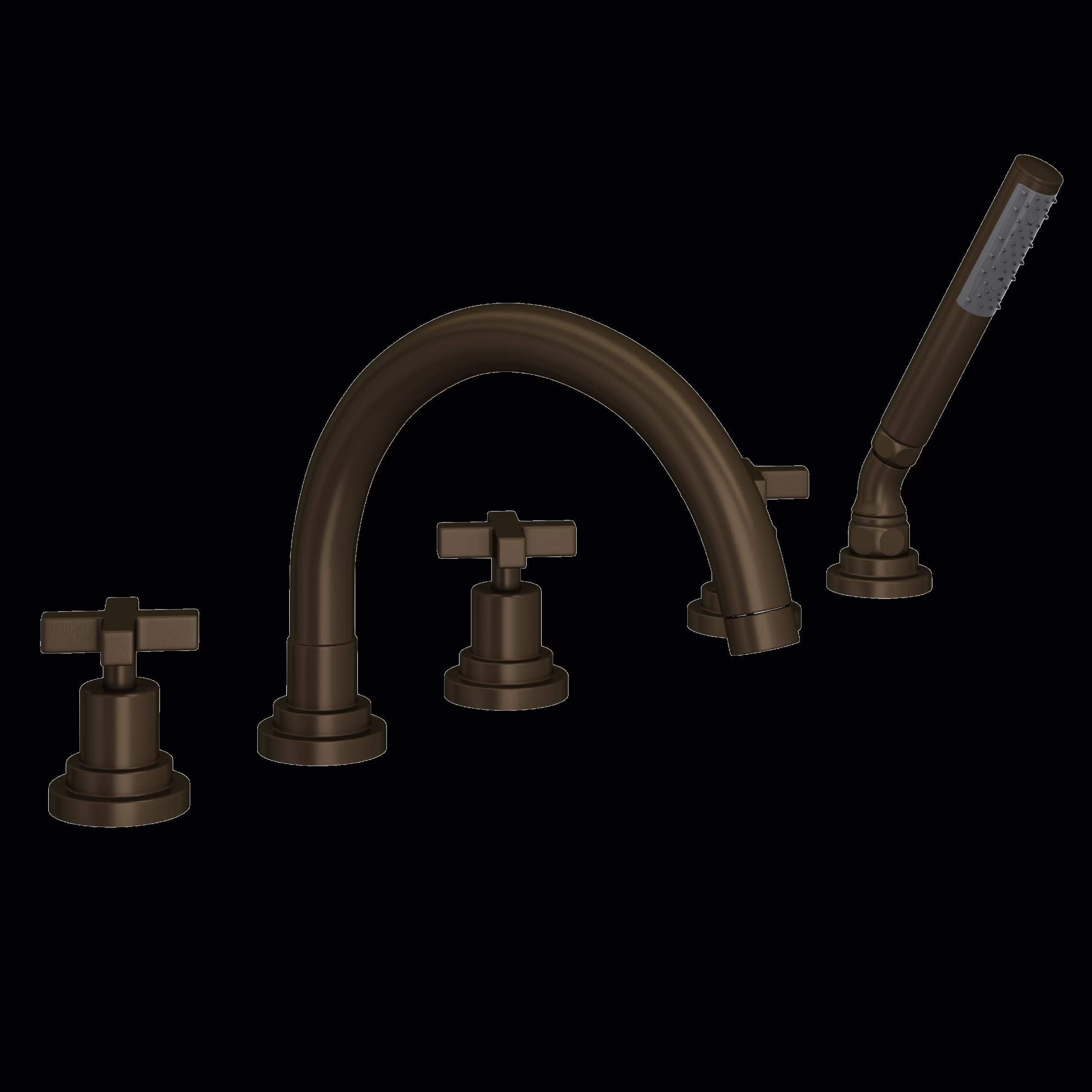 ROHL | Tuscan Brass Lombardia® 5-Hole Deck Mount Tub Filler With C-Spout