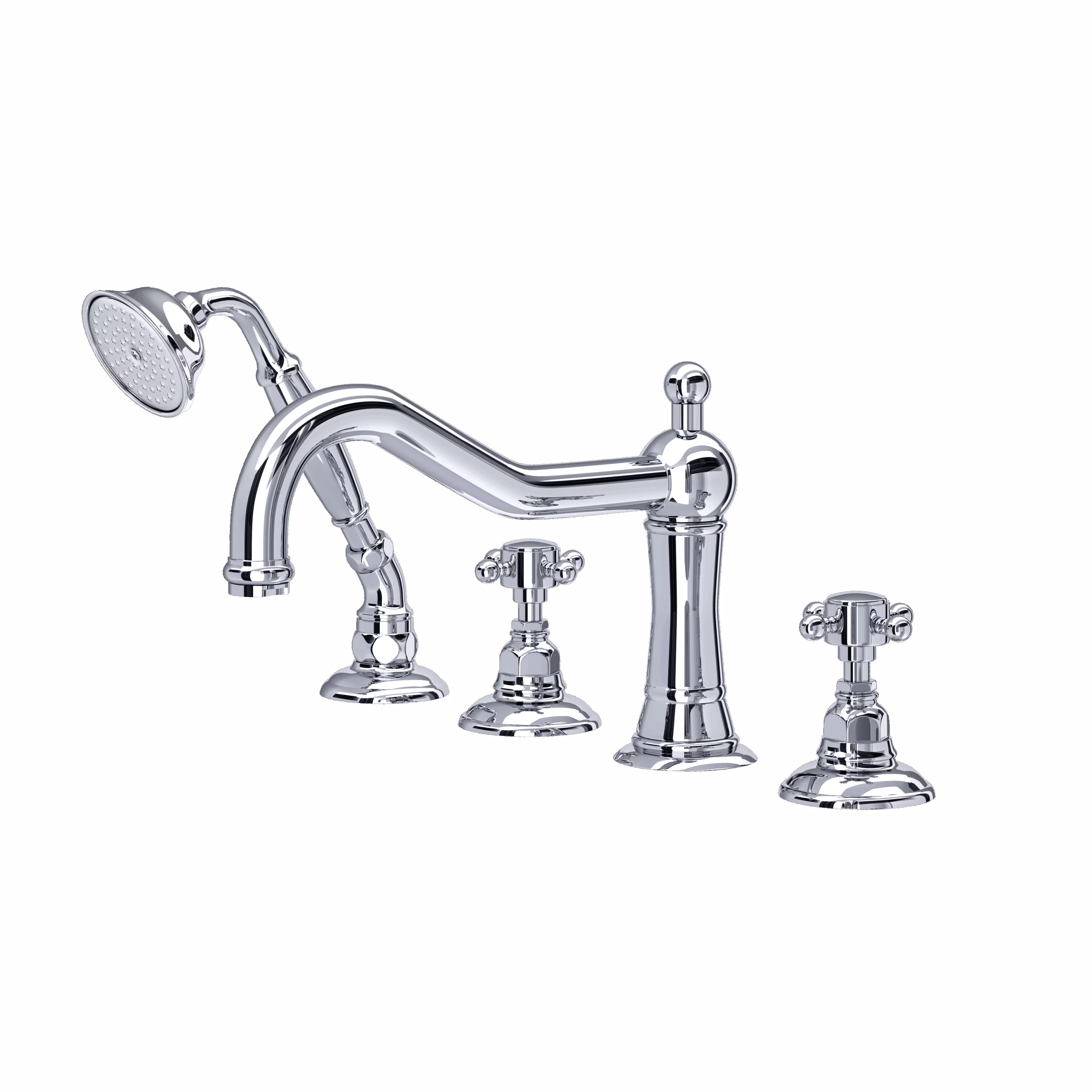 ROHL | Polished Chrome Acqui® 4-Hole Deck Mount Tub Filler