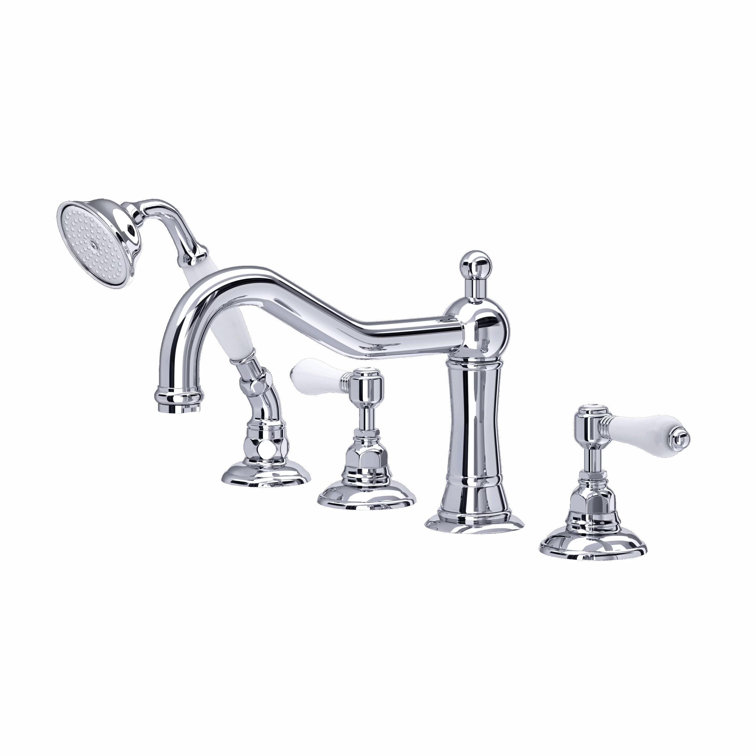 ROHL | Polished Chrome Acqui® 4-Hole Deck Mount Tub Filler