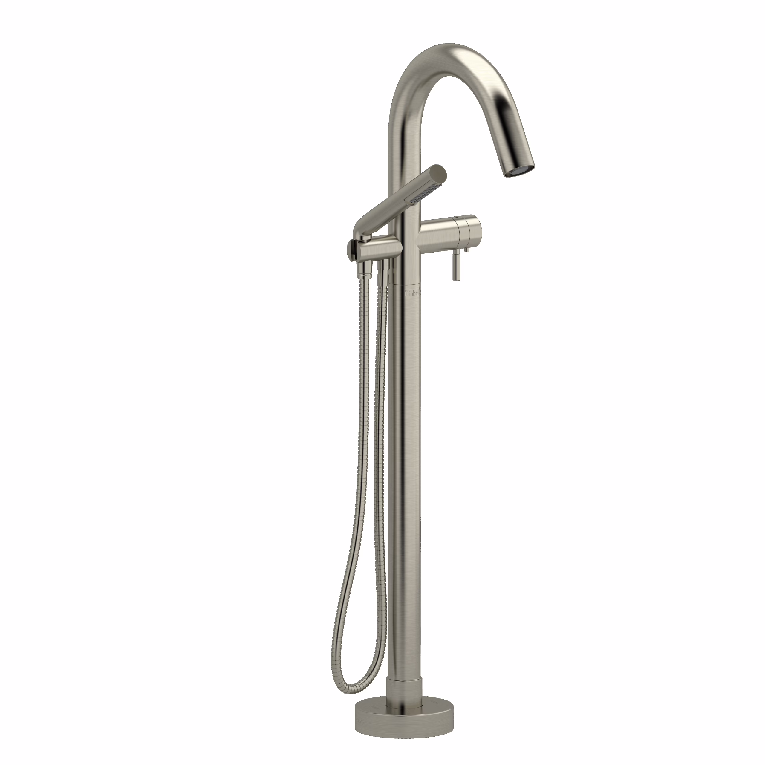 RIOBEL | Brushed Nickel Riu™ Thermostatic Single  Hole Floor Mount Tub Filler Trim