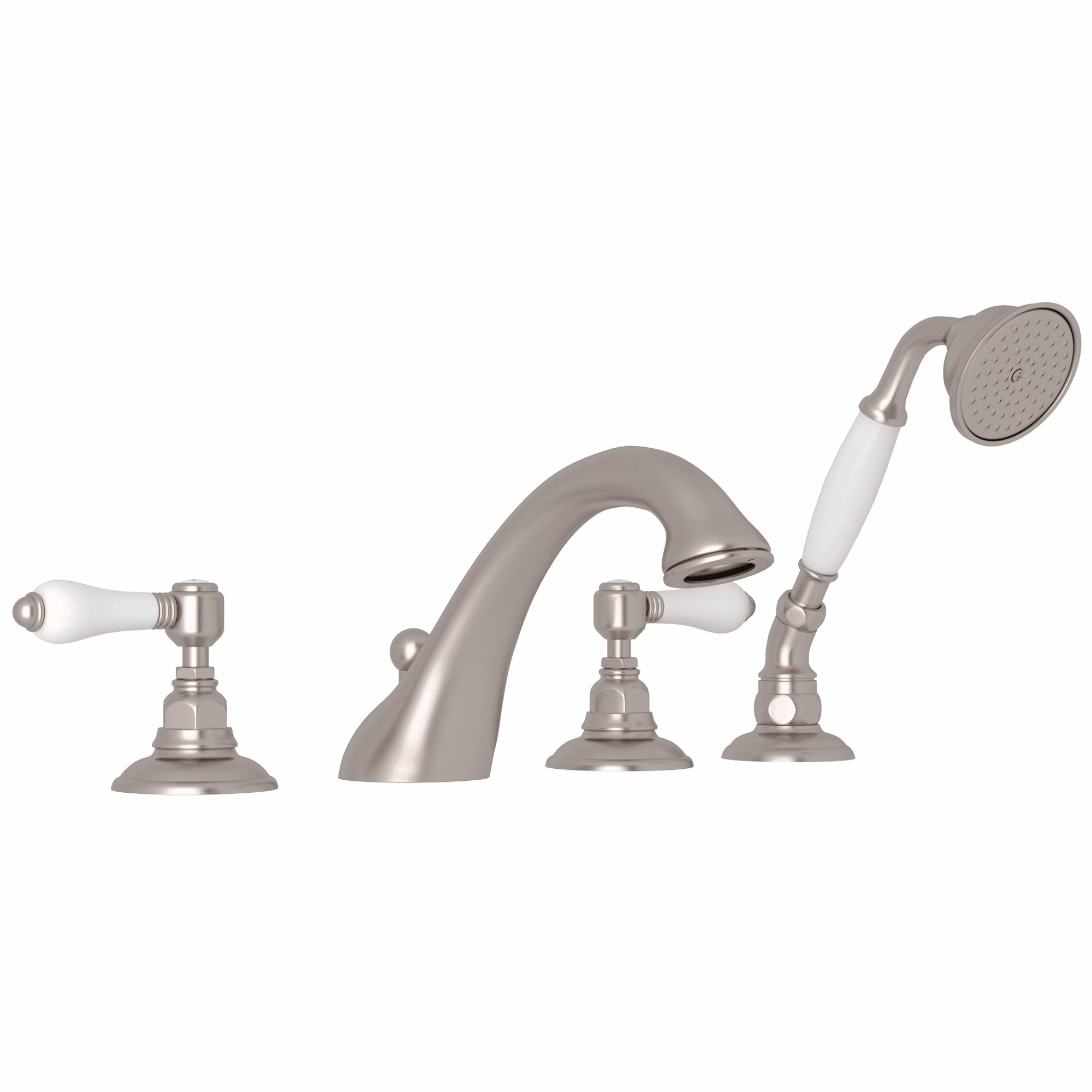 ROHL | Satin Nickel Acqui® 4-Hole Deck Mount Tub Filler