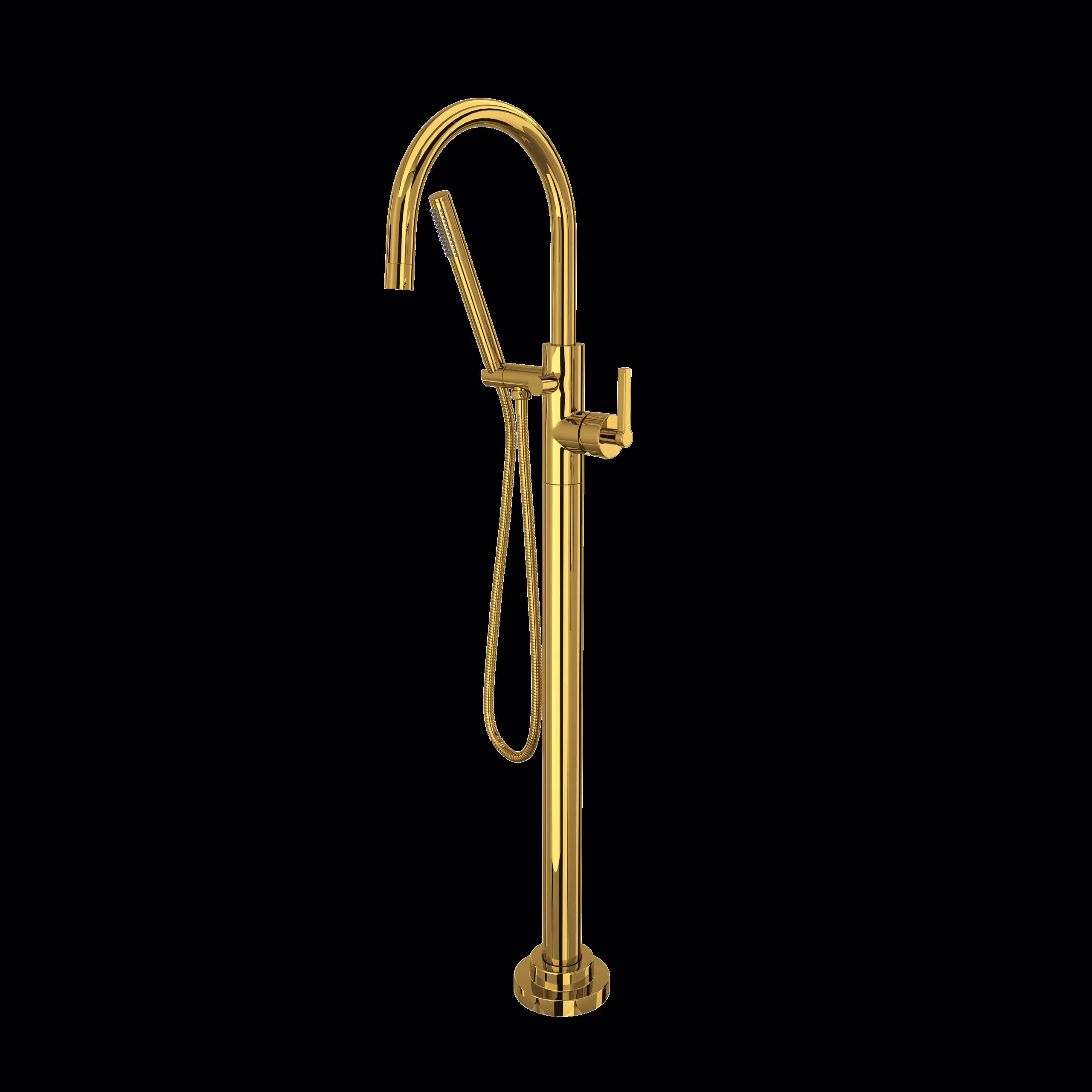 ROHL | Unlacquered Brass Lombardia® Single Hole Floor Mount Tub Filler Trim