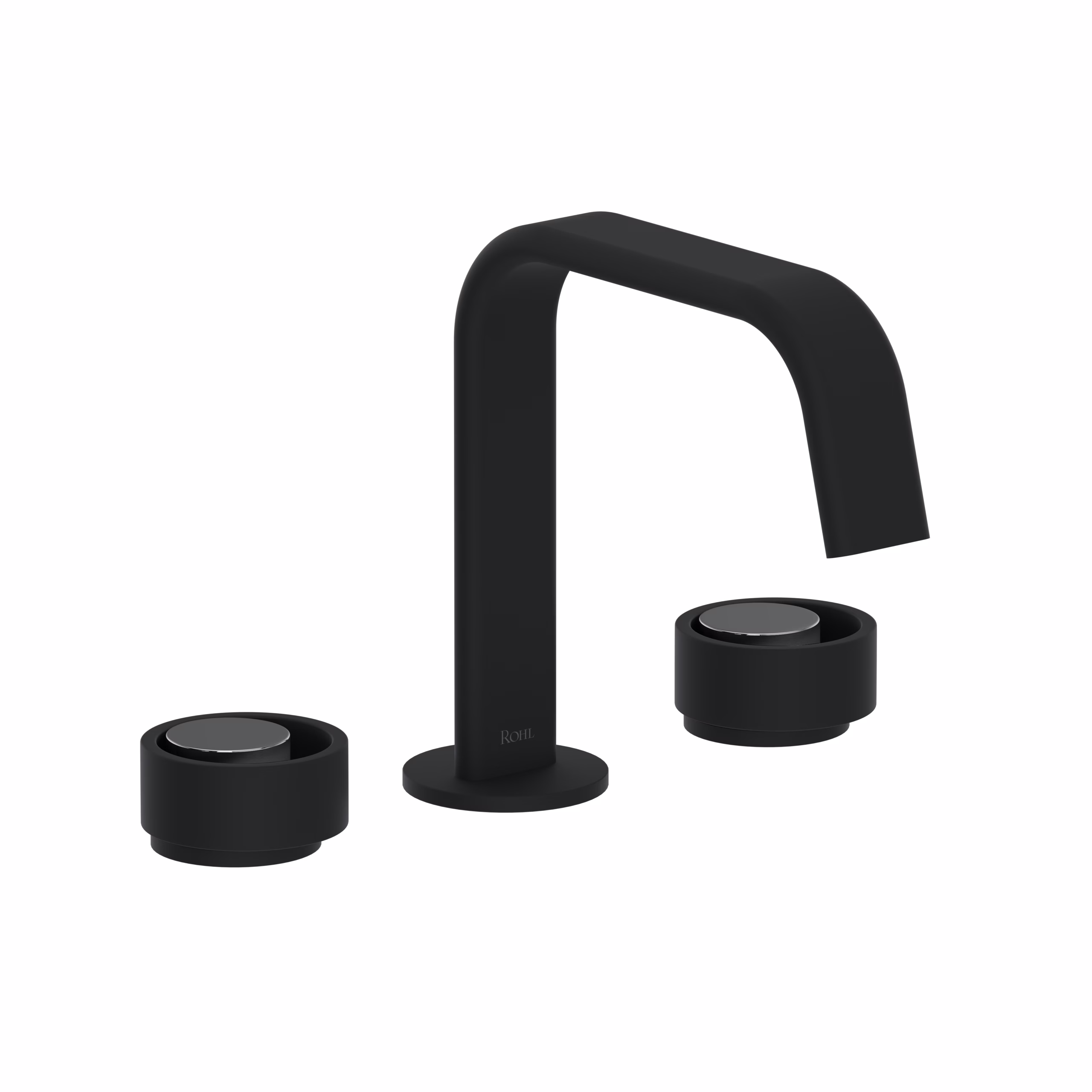 ROHL | Matte Black/Satin Nickel Eclissi™ Widespread Lavatory Faucet With U-Spout