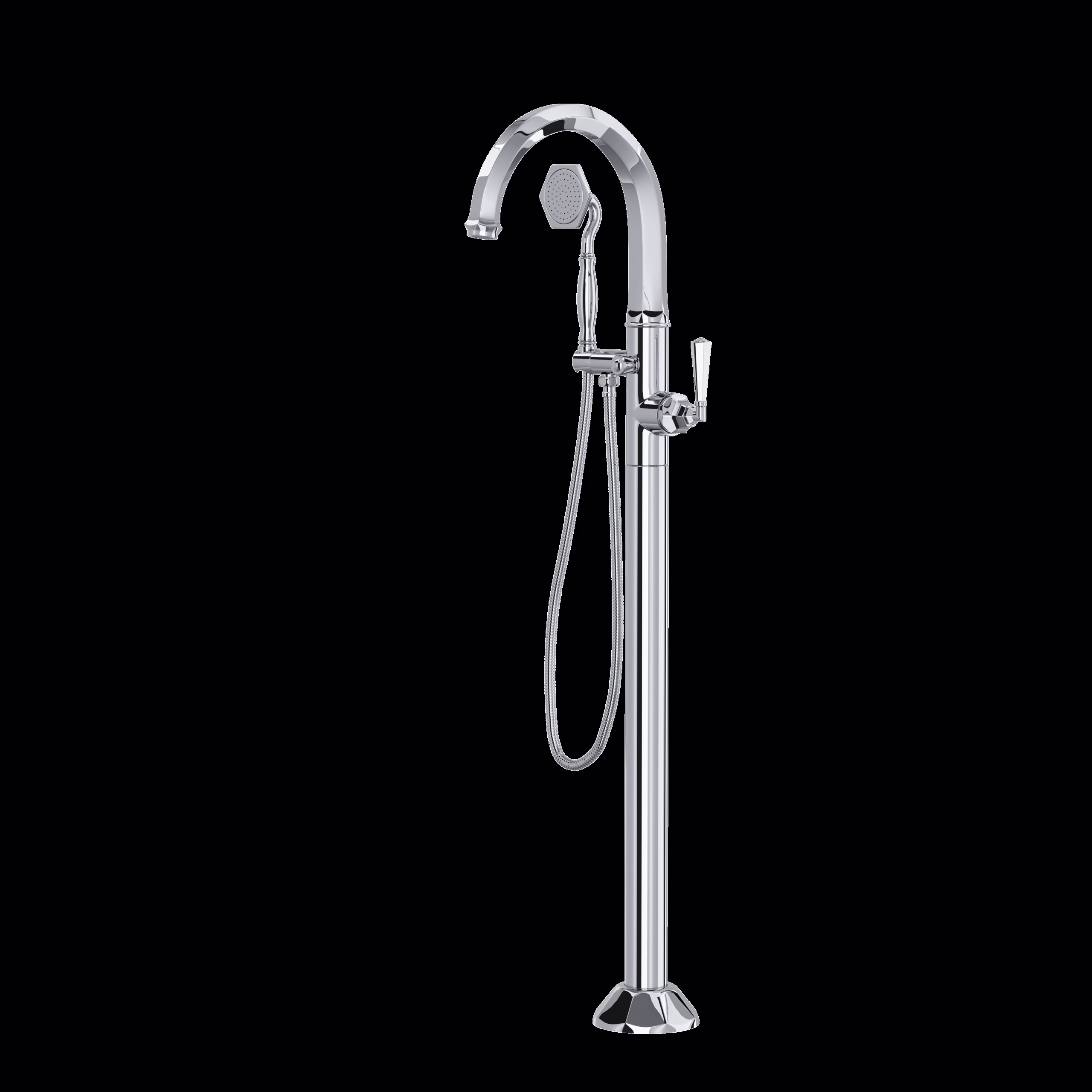ROHL | Polished Chrome Palladian® Single Hole Floor Mount Tub Filler Trim
