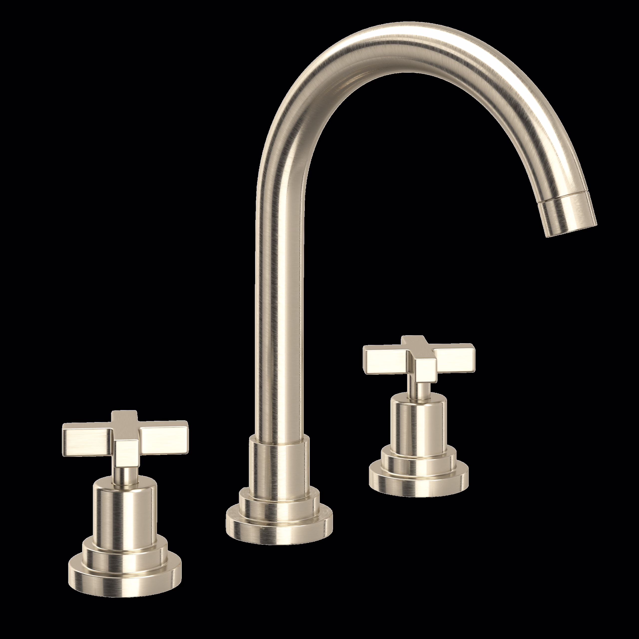ROHL | Satin Nickel Lombardia® Widespread Lavatory Faucet With C-Spout