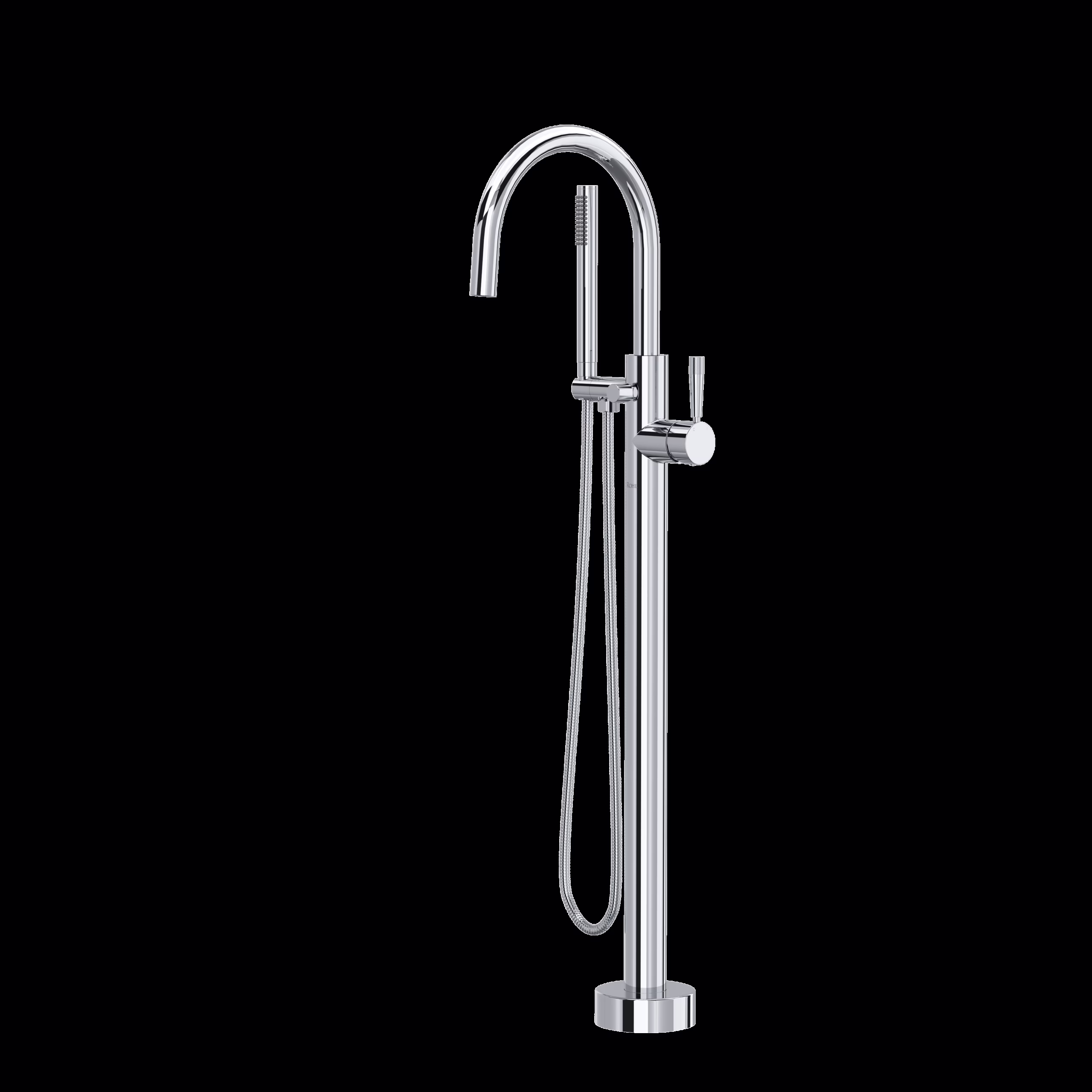 ROHL | Polished Chrome Knurled Single Hole Floor Mount Tub Filler Trim