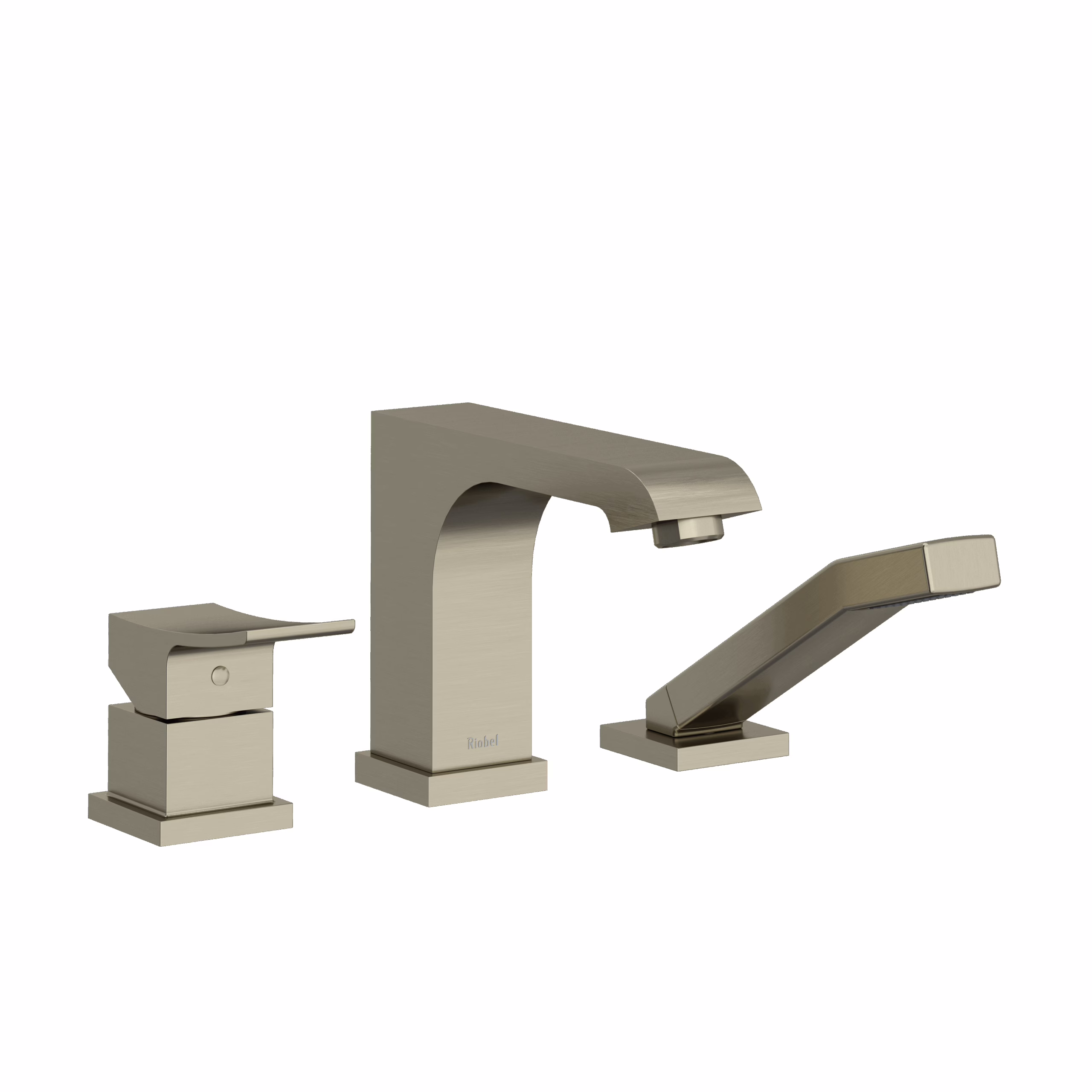 RIOBEL | Brushed Nickel Zendo™ 3-Hole Deck Mount Tub Filler Trim