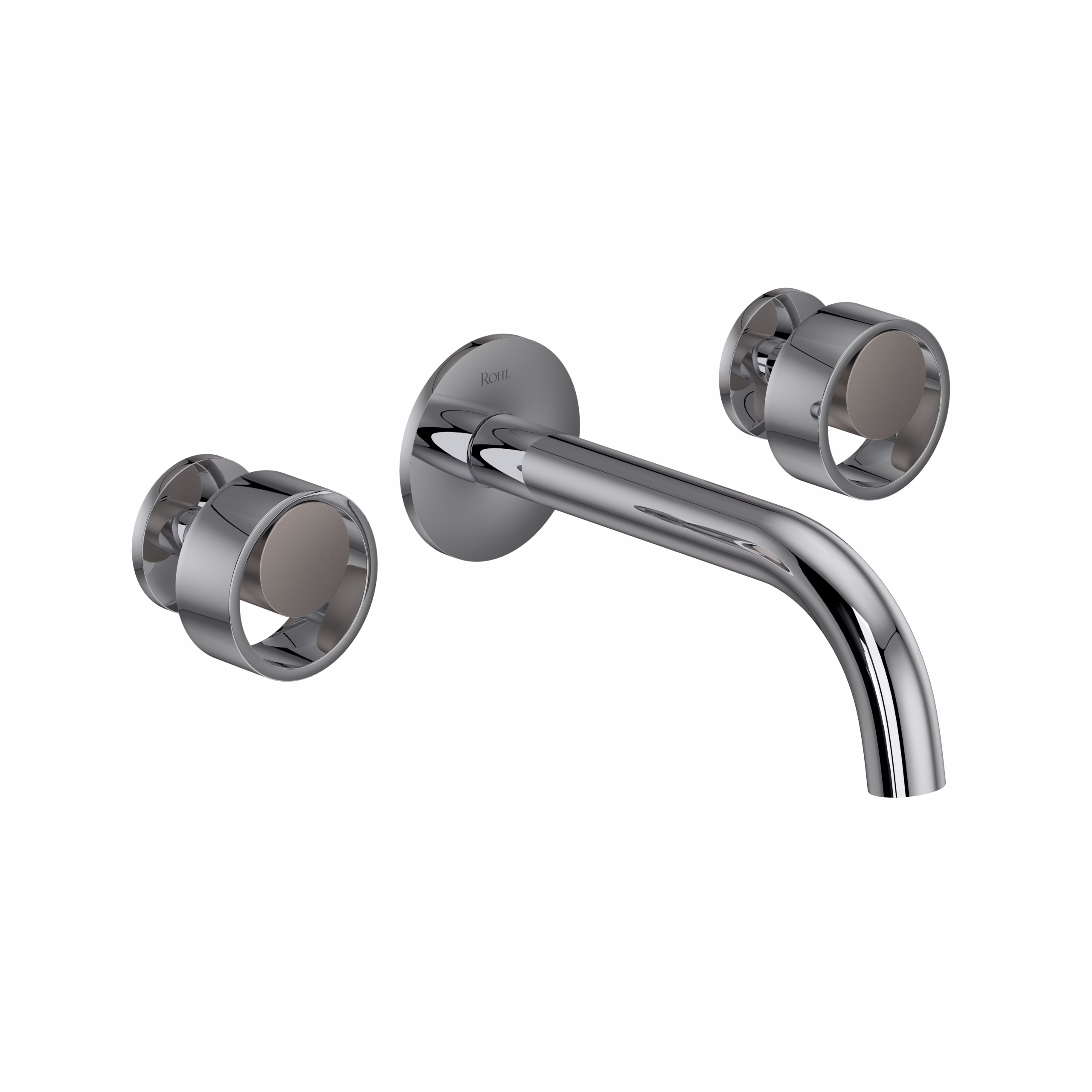 ROHL | Polished Chrome/Satin Nickel Eclissi™ Wall Mount Lavatory Faucet Trim With C-Spout