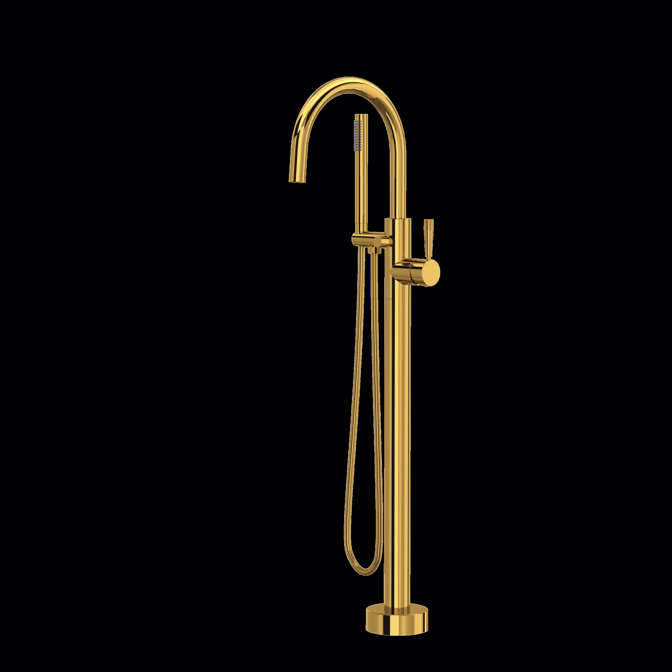 ROHL | Unlacquered Brass Knurled Single Hole Floor Mount Tub Filler Trim
