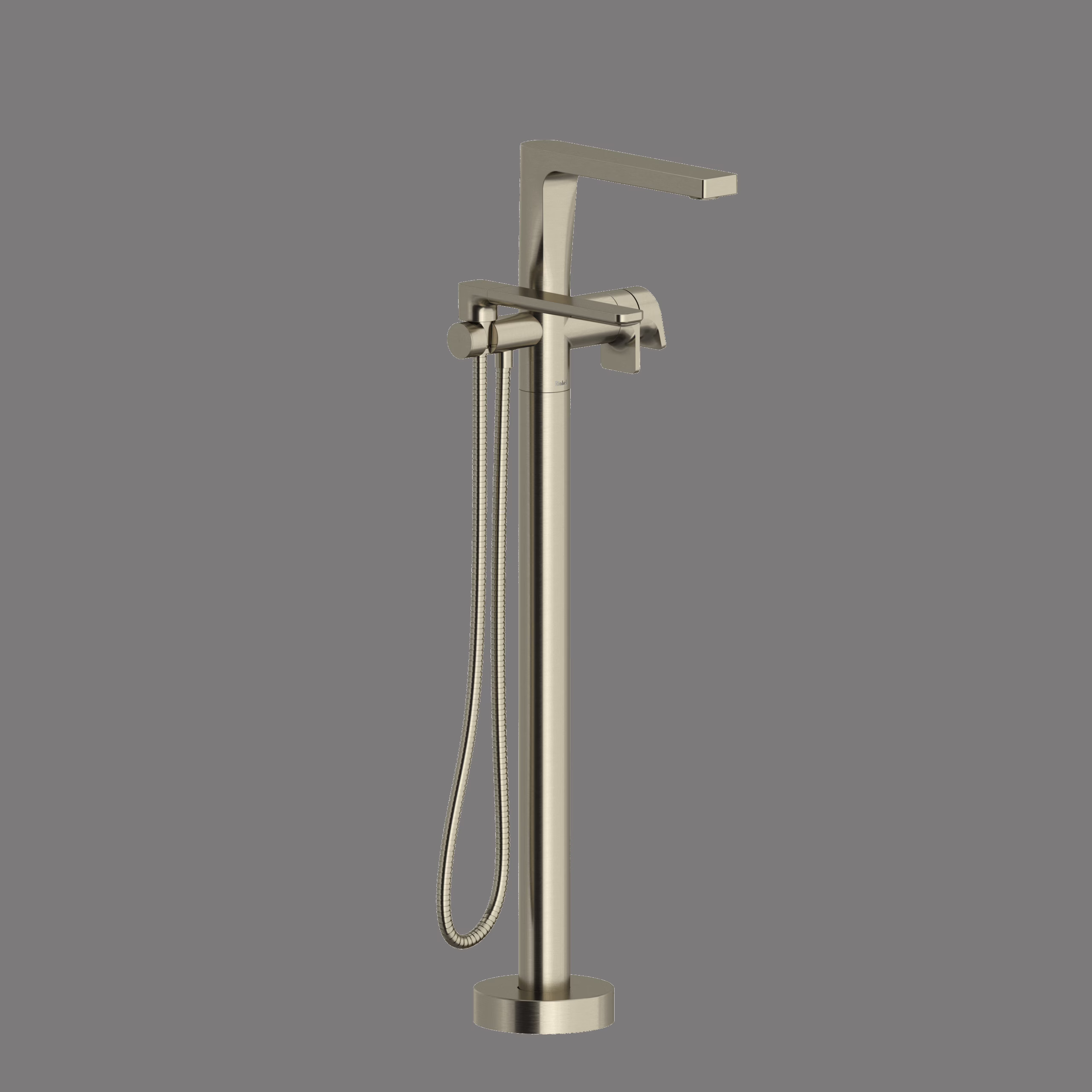 RIOBEL | Brushed Nickel Ode™ Thermostatic Single  Hole Floor Mount Tub Filler Trim
