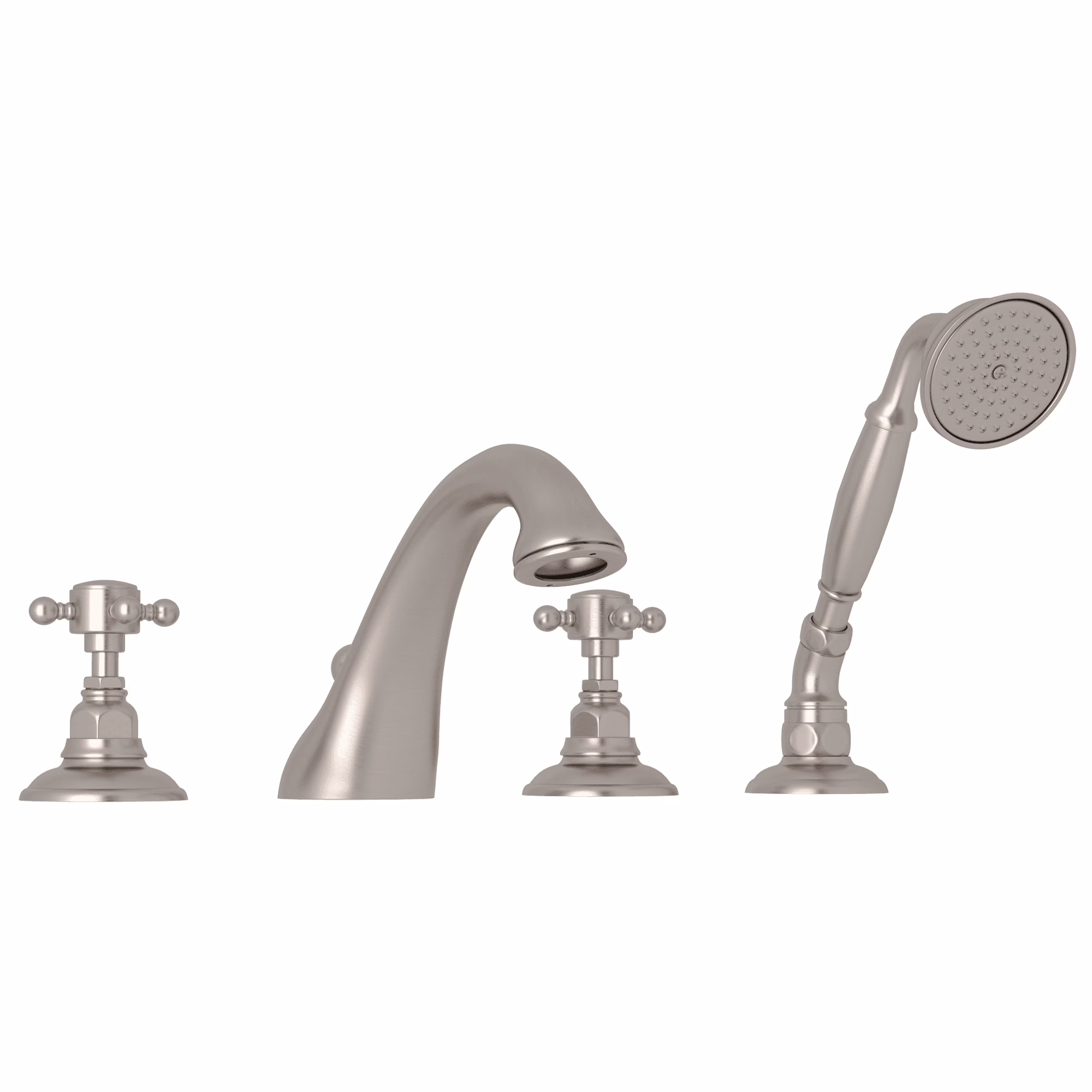 ROHL | Satin Nickel Acqui® 4-Hole Deck Mount Tub Filler