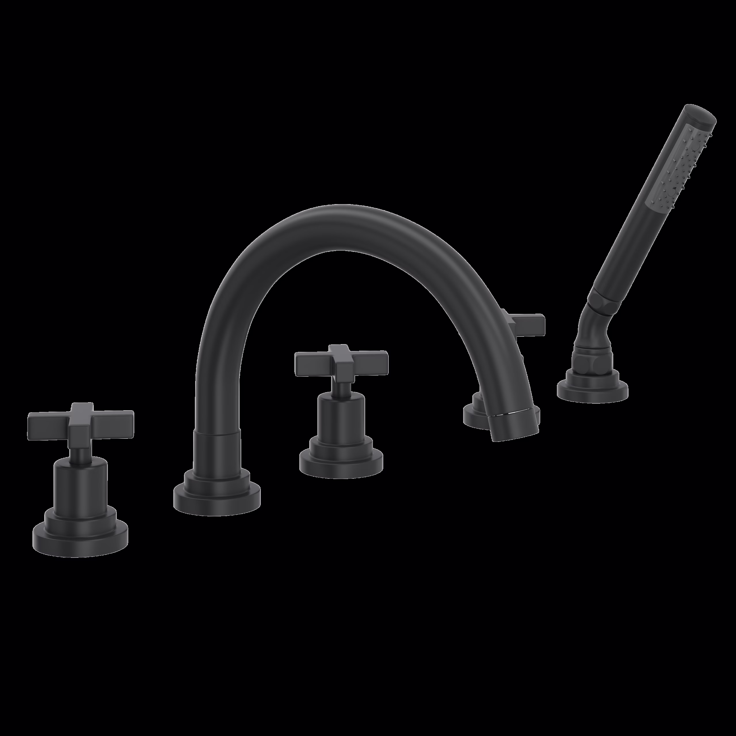 ROHL | Matte Black Lombardia® 5-Hole Deck Mount Tub Filler With C-Spout